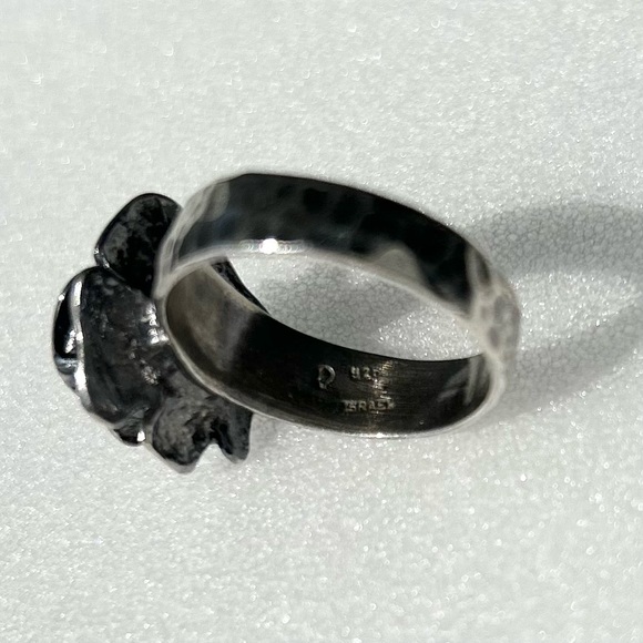 Vintage Marked 925 Israel Freshwater Pearl Rose Ring Size 8 Hammered Band - Picture 2 of 13